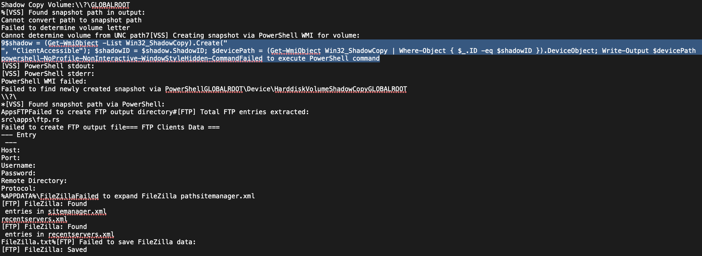 Strings referencing the creation of volume shaddow copies